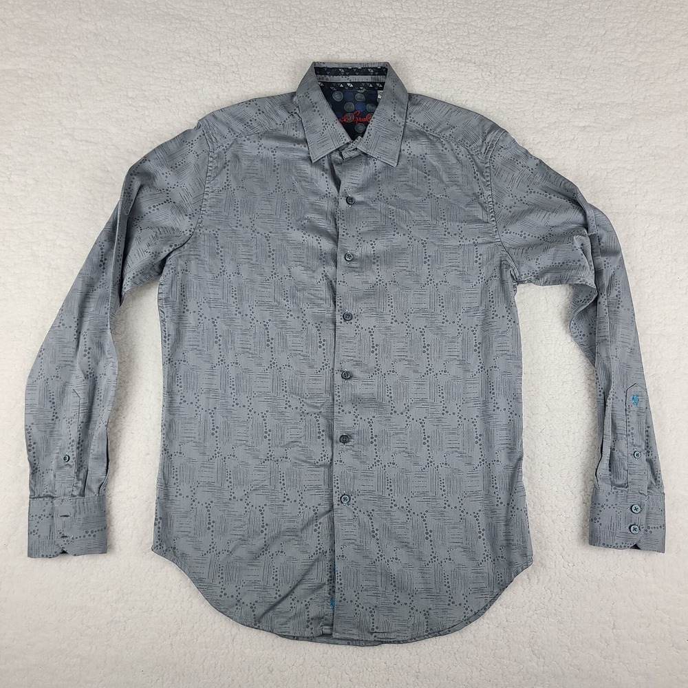 Robert Graham Dress‎ Shirt Mens Small Gray Geometric Classic Fit Button Up